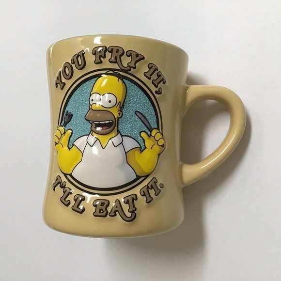 Homer Simpson 3D Coffee Mug You Fry It I’ll Eat It Universal Studios 2008 Retro - Picture 3 of 14